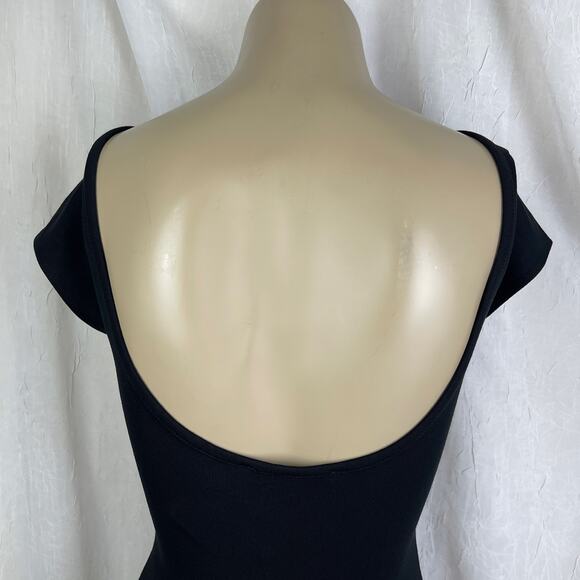 Forever 21 Low Scoop Back Short Sleeve Bodysuit Balletcore Romantic Black NWT XS - Picture 9 of 16